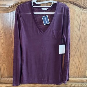 Tart V-Neck Burnout Tee Purple Long Sleeve Large